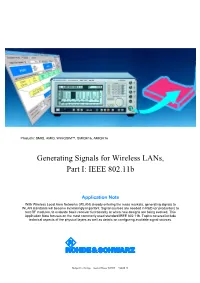 Generating Signals for Wireless Lans, Part I: IEEE 802.11B