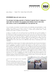 HEGGEMANN Helps with Series Start-Up the Aerospace Technology