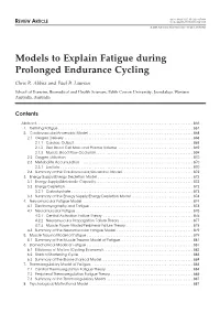Models to Explain Fatigue During Prolonged Endurance Cycling