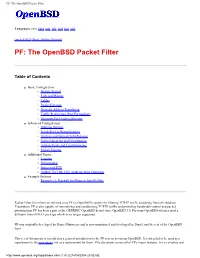PF: the Openbsd Packet Filter