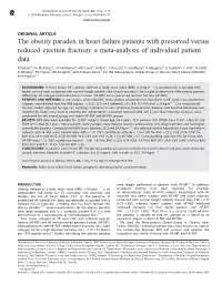 The Obesity Paradox in Heart Failure Patients with Preserved Versus Reduced Ejection Fraction: a Meta-Analysis of Individual Patient Data