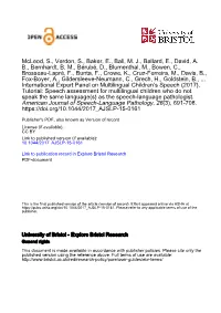Tutorial: Speech Assessment for Multilingual Children Who Do Not Speak the Same Language(S) As the Speech-Language Pathologist