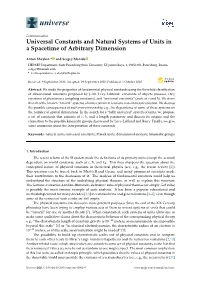 Universal Constants and Natural Systems of Units in a Spacetime of Arbitrary Dimension