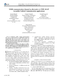 USSD Communication Channel As Alternative to XML SOAP in Mobile Unified Communication Applications