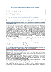 1.1 Statement of Compliance with Corporate Governance Principles