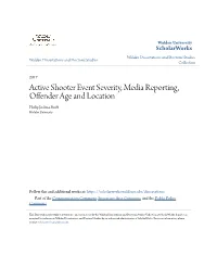 Active Shooter Event Severity, Media Reporting, Offender Age and Location Philip Joshua Swift Walden University