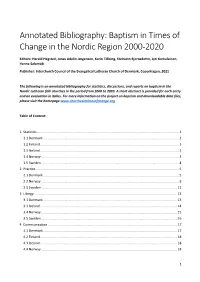 Annotated Bibliography: Baptism in Times of Change in the Nordic Region 2000-2020