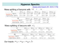 Hyperon Spectra [Iizuka,Ishii,Kadoh,KH, 0910.1179] Mass Splitting of Baryons With