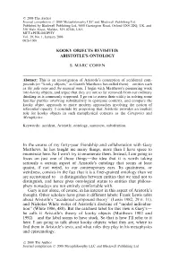 Kooky Objects Revisited: Aristotle's Ontology
