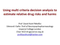 Using Multi Criteria Decision Analysis to Estimate Relative Drug Risks and Harms