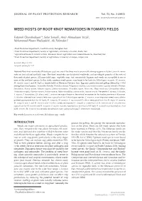 Weed Hosts of Root-Knot Nematodes in Tomato Fields
