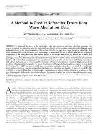 A Method to Predict Refractive Errors from Wave Aberration Data