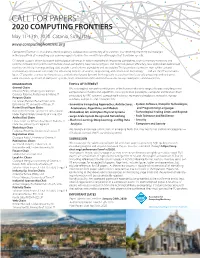 CALL for PAPERS 2020 COMPUTING FRONTIERS May 11-13Th, 2020 Catania, Sicily, Italy