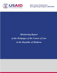 Monitoring Report of the Webpages of the Courts of Law in the Republic of Moldova