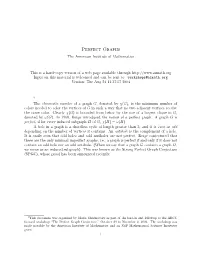 Perfect Graphs the American Institute of Mathematics
