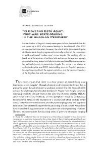 Post-War State-Making in the Angolan Periphery
