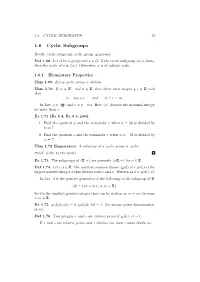 1.6 Cyclic Subgroups