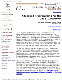 Advanced Programming for the Java(TM) 2 Platform