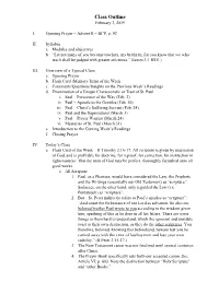 Class Outline February 3, 2019