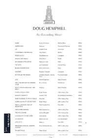 DOUG HEMPHILL Re-Recording Mixer