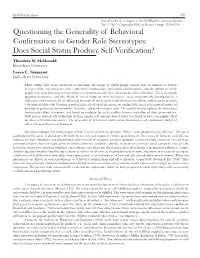 Questioning the Generality of Behavioral Confirmation to Gender Role Stereotypes: Does Social Status Produce Self-Verification?