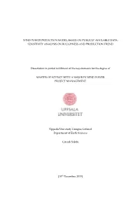 Wind Power Prediction Model Based on Publicly Available Data: Sensitivity Analysis on Roughness and Production Trend