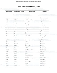 Word Roots and Combining Forms