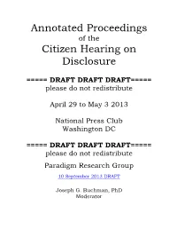 Annotated Proceedings Citizen Hearing on Disclosure