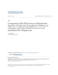 Comparison of the Effectiveness of Intradermal Injection of Lidocaine, Iontophoretic Delivery of Lidocaine, and Topical Emla