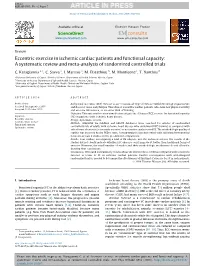 Eccentric Exercise in Ischemic Cardiac Patients and Functional Capacity