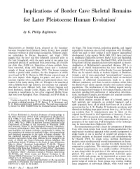 Implications of Border Cave Skeletal Remains for Later Pleistocene