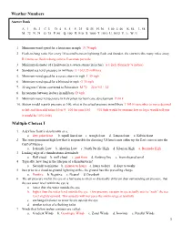 Weather Numbers Multiple Choices I