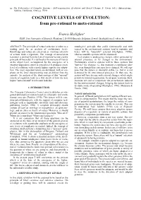 COGNITIVE LEVELS of EVOLUTION: from Pre-Rational to Meta-Rational