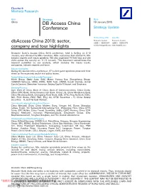 DB Access China Conference Strategy Update