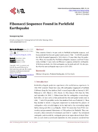 Fibonacci Sequence Found in Parkfield Earthquake