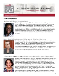 Speaker Biographies
