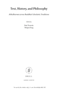 Text, History, and Philosophy Abhidharma Across Buddhist Scholastic Traditions