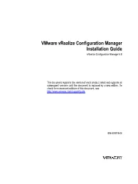 Vmware Vrealize Configuration Manager Installation Guide Vrealize Configuration Manager 5.8