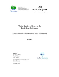 Water Quality of Rivers in the Duck River Catchment