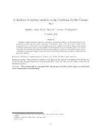 A Database of Lapidary Artifacts in the Caribbean for the Ceramic Age