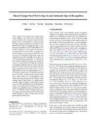 Almost Unsupervised Text to Speech and Automatic Speech Recognition