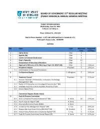 BOARD of GOVERNORS' 97Th REGULAR MEETING (PUBLIC