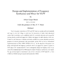Design and Implementation of Frequency Synthesizer and Mixer for VLPT by Abhijit Ganpat Shinde