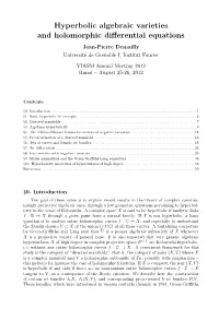 Hyperbolic Algebraic Varieties and Holomorphic Differential Equations