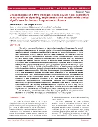 Oncogenomics of C-Myc Transgenic Mice Reveal Novel Regulators of Extracellular Signaling, Angiogenesis and Invasion with Clinica