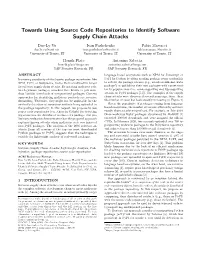 Towards Using Source Code Repositories to Identify Software Supply Chain Attacks