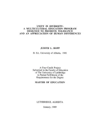 Unity in Diversity: a Multicultural Education Program Designed to Promote Tolerance and an Appreciation of Human Differences
