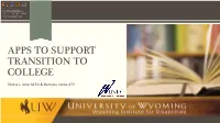 Apps to Support Transition to College