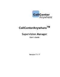 Callcenteranywhere Supervision Manager User's Guide