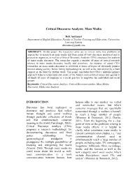 Critical Discourse Analysis: Mass Media